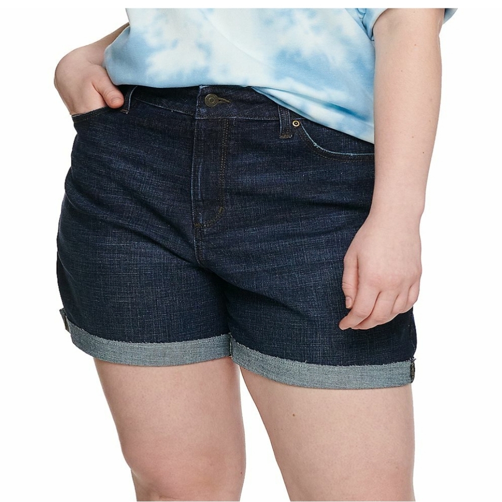 Plus Size 32 Womens High Rise Denim Jean Shorts New Stretchy